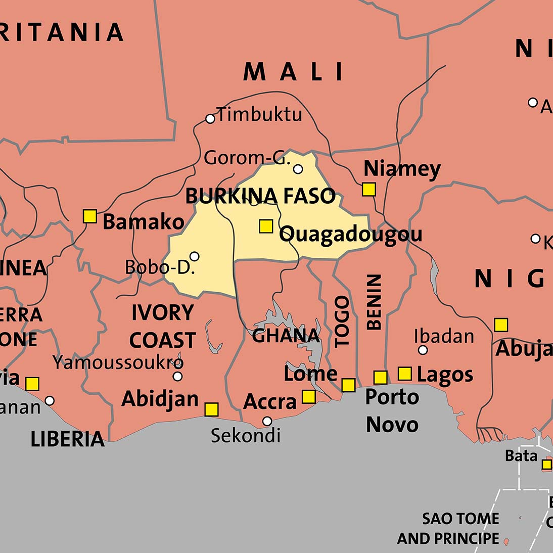 Landkarte von Burkina Faso