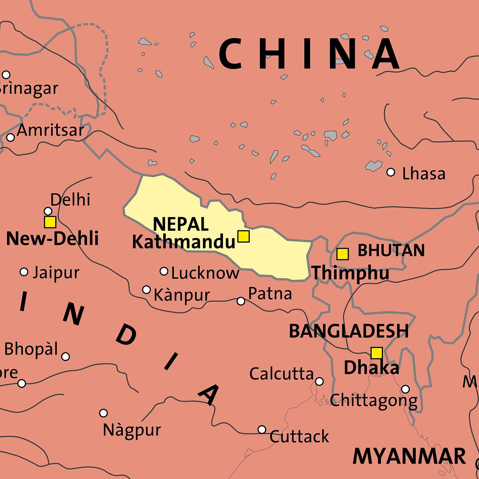 Landkarte von Nepal